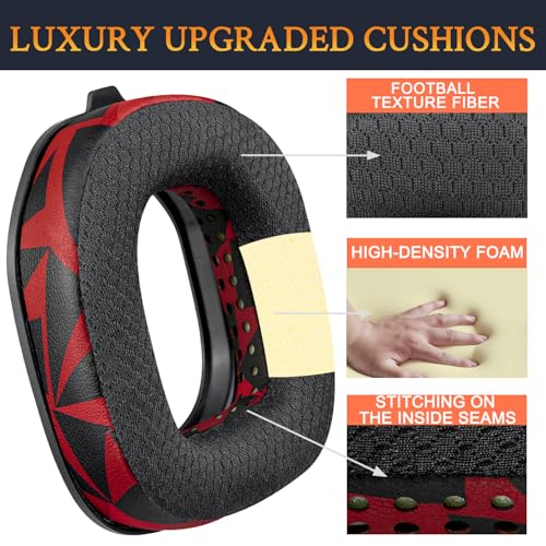 SOULWIT Replacement Earpads para Astro A50 Gen3, Almohadillas con Tela de Malla Duradera y Espuma para Aislamiento de Ruido - Rojo Storm miniatura 3