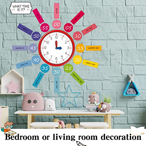 Image of Kosiz 55 Pcs Telling Time Bulletin Board Kit Teaching Clock for Kids Back to School Analog Clock Number Labels Learn to Tell Time Practice Prop 1st 2nd 3rd Grade Classroom Home Supply(Bright Color)
