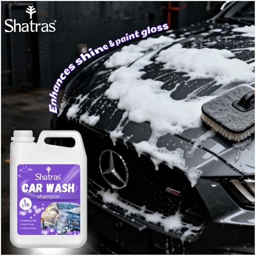 Image of Shatras Car Wash Shampoo - High Foam Car Cleaning Liquid | pH Neutral Formula | Scratch-Free Wash | Deep Cleaning & Extra Shine | Suitable for All Vehicles - 5L (PURPLE)