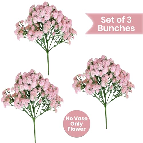 Image of Art Street Babys Breath Pink Flowers Artificial Gypsophila Bouquets Flowers | New Year Mothers Day Gifting, Faux Flowers for Vases | Decoration Items for Living Room| Set of 3 (Size: 14 Inch)