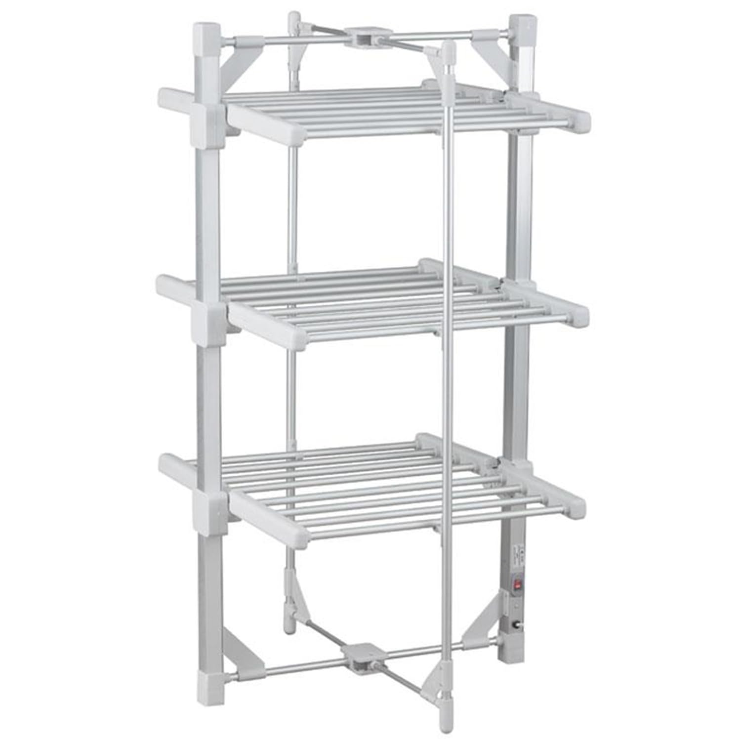 Thrink Grey Heated Clothes Airer 3 Tier Compact | Deluxe 220W Electric Drying Rack With 12 Rails | Folding Aluminium Laundry Horse | Energy Efficient Clothes Dryer, 111Cm Drying Space (3 Tier Mini)