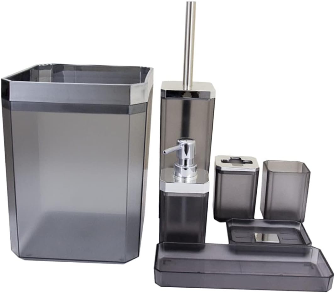 Ciieeo 1set Hotel Bathroom Washing Accessory Set Includes Toothbrush Holder Mouthwash Cups and Liquid Bottles for Home Use Elegant Grey Design