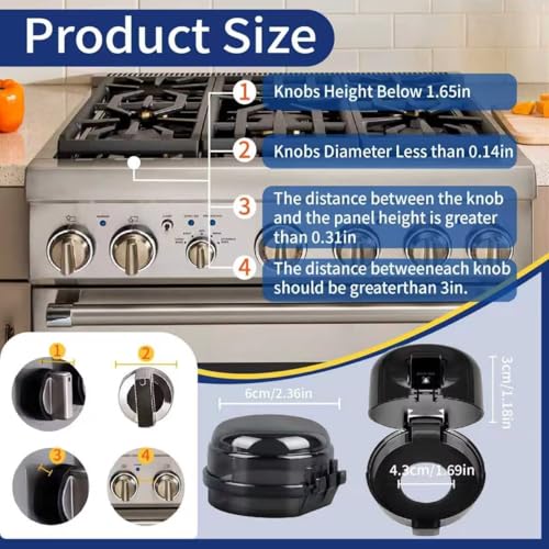 Small Size Gas Stove Knob Safety Covers: 6Pcs Child Proof Stove Covers Diameter 0.14 inches, Non-Universal Compact Size Baby Proof Oven knobs Locks for Only Height Under 1.65" - Image 4