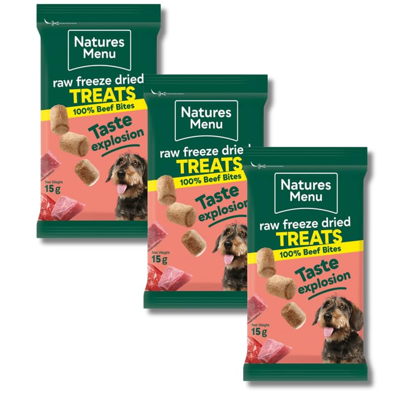 Nature's Menu Beef (3 x 15g) Freeze-Dried Meat Bites – Training Treats for Dogs