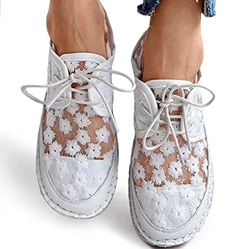 Hbeylia Platform Espadrilles Fashion Sneakers For Women Girls Flower Embroidered Lace Breathable Lace Up Low Top Play Sneakers Canvas Shoes Casual Leather Slip On Walking Shoes Loafers2