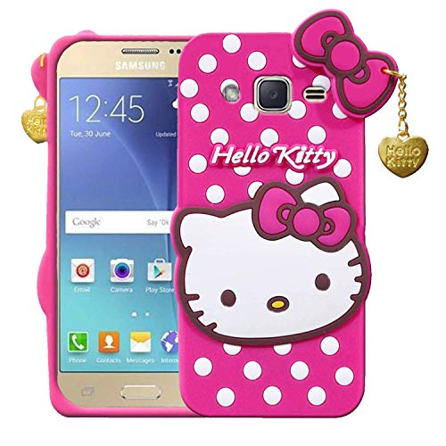 Image of Unirock Hello Kitty Back Case Cover for Samsung Galaxy J2 | 3D Cute Hello Kitty Case |Soft Silicone Rubber Back Cover with Pendant Kitty Cover for Samsung Galaxy J2 (Pink)