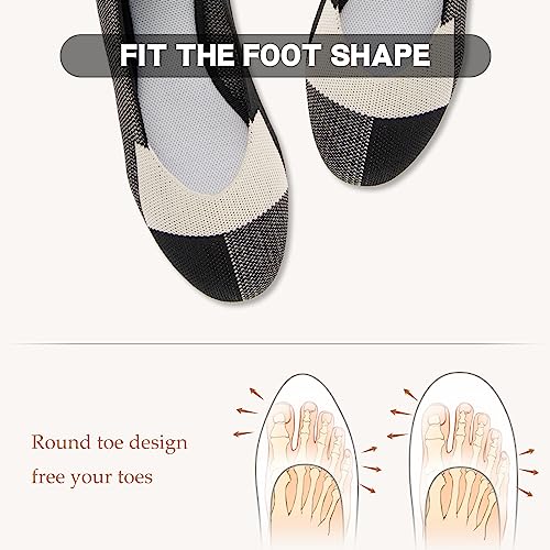 ATHMILE Women’s Flat Shoes Knit Dress Black Flats Shoes Round Toe Slip On Ballerina Walking Flats Shoes for Woman Low Wedge Comfort Soft Sizen 8 — view 5