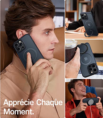 Coque iPhone 14 Pro Max aimantée avec support coque translucide noire