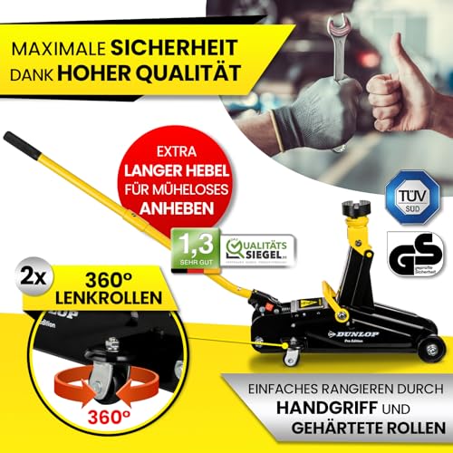 DUNLOP Wagenheber hydraulisch PRO Edition - Reifen wechseln in Bestzeit - 2t hydraulischer...
