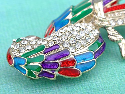 Image of Alilang Golden Tone Sparkly Clear Rhinestones Colorful Enamel Parrot Brooch and Earrings Fashion Jewelry Set
