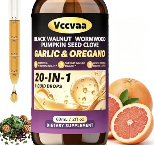Image of 20-in-1 Wormwood Black Walnut Parasite Cleanse for Humans | Wormwood, Pumpkin Seed & Oregano | Digestive & Intestinal Health Support | Immune System Booster | Gentle Internal Cleanse & Detox | 2 OZ