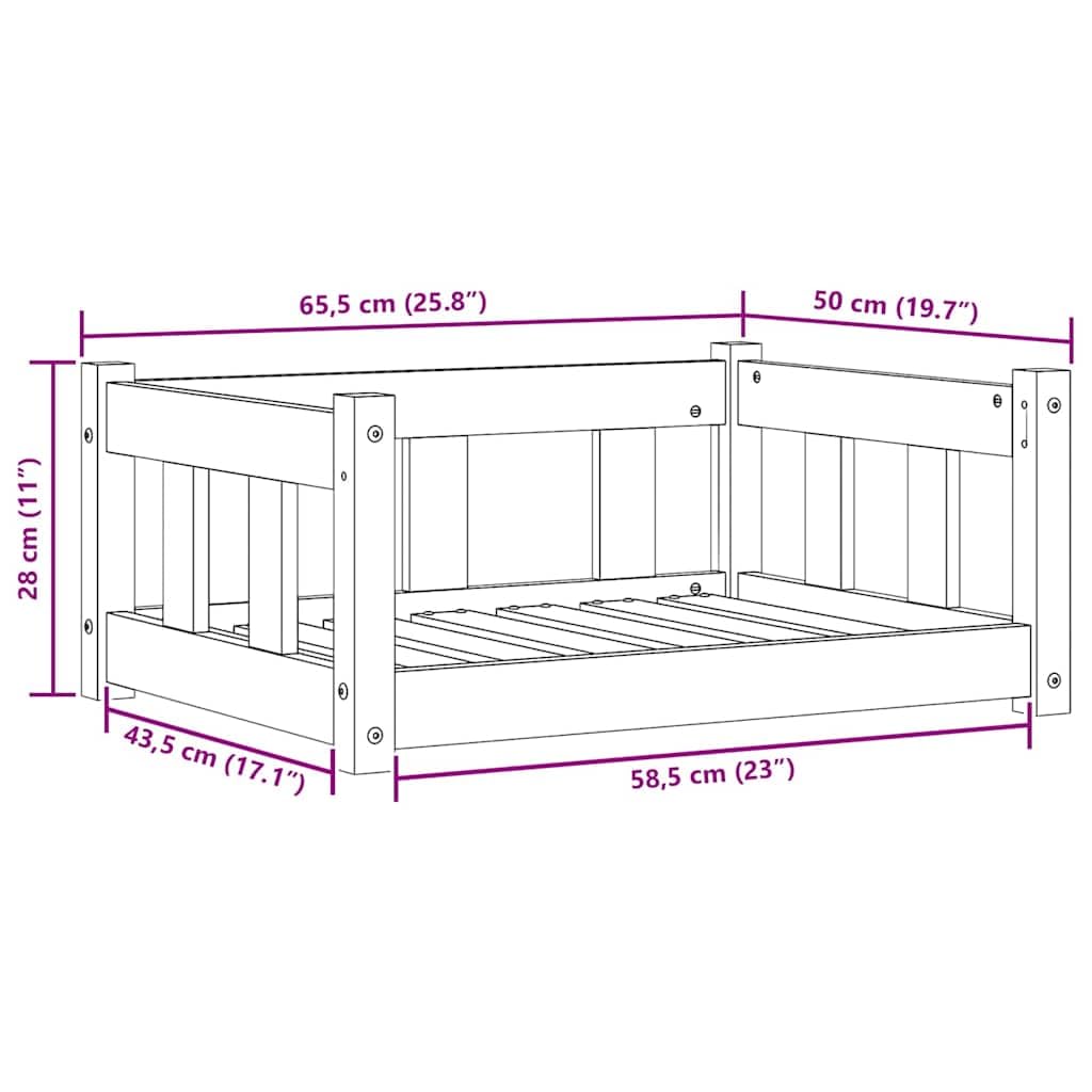 Cuccia per cani in legno di pino massello marrone cerato, 65,5 x 50 x 28 cm, con materasso ortopedico e rivestimento antiscivolo, ideale come posto per dormire per cuccioli, anziani e viaggi