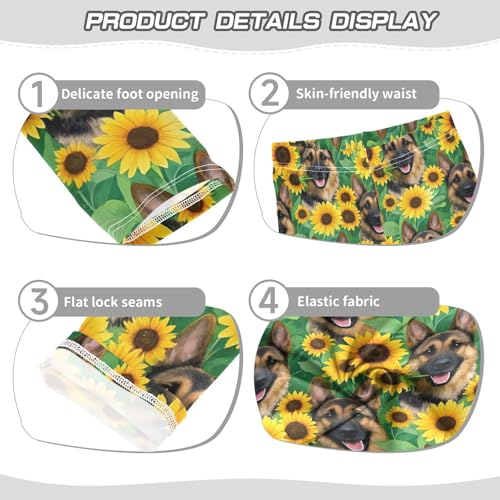 German Shepherd Dog Sunflower Pattern Girls Leggings Soft Stretch Workout Yoga Dance Pants for Kids Casual Tights3