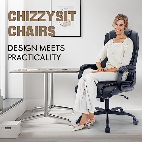 Executive Office Chair,Comfortable Ergonomic Home Office Desk Chairs,Computer Leather Desk Chair With Lumbar Back Support, Pvc Leather Office Chair 350Lbs #TOP1