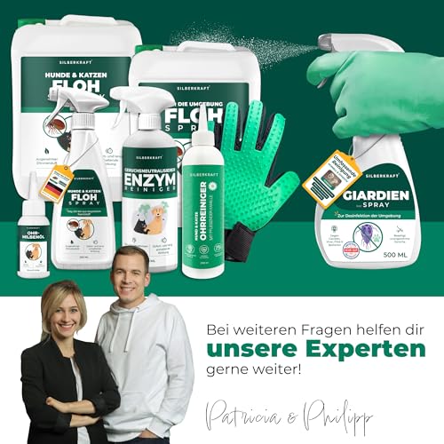 Silberkraft Giardienspray 500 ml, Hygiene-Spray gegen Giardien, Bakterien, Viren & Pilze, Desinfektionsspray für die Umgebung,inkl gratis E-Book, Entfernt Krankheitserreger & Gerüche