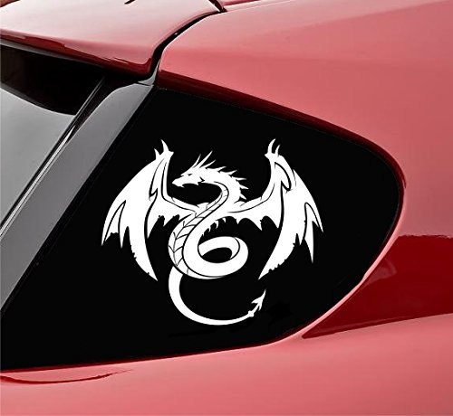Slap-Art Winged Dragon Vinyl Decal Sticker (White)