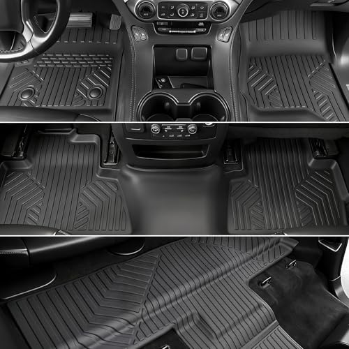 Image of Floor Mats for Chevy Tahoe /GMC Yukon 2015-2020, All Weather Floor Mats Trunk Cargo Liner with Backrest Protectors and Door Sill Guards Accessories, Full Coverage Set (Fit 7 Seats)