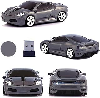 UrChoiceLtd® Car Mouse, 2.4GHz Wireless Mouse 3D 1600DPI Sports Racing Car Shape Optical Usb Cordless Gaming Mouse with Headlight and Tail Light-Up (Grey)