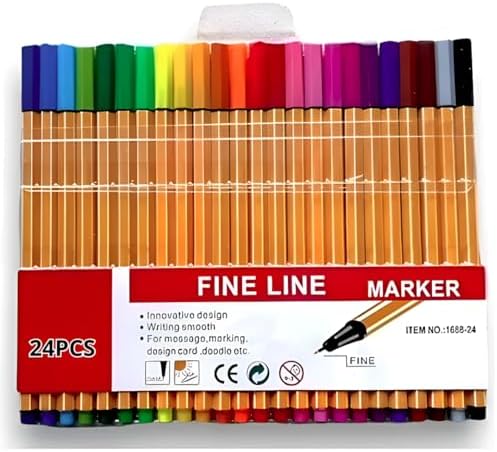 Canetas Coloridas Ponta Fina Fineliner 0.4mm Kit Com 24 Cores