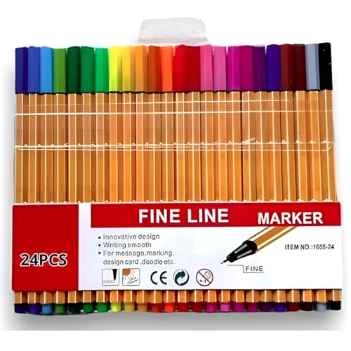 Canetas Coloridas Ponta Fina Fineliner 0.4mm Kit Com 24 Cores