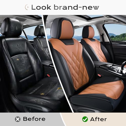Image of Coverado Car Seat Covers, Front Covers for Cars, Car Seat Cover Front Seats, Car Seat Protector Waterproof, Leather Car Seat Cushion, Universal Interior Covers Seat Protectors for Most Cars Purple