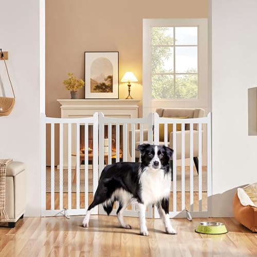 Image of Yaheetech Freestanding Wooden Dog Gate, 3-Panel 36in H Foldable Pet Barrier