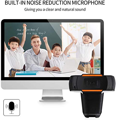 POMILE 720P USB HD Business Webcam con Microfono Incorporato Fotocamera Regolabile per la riduzione del Rumore con riduzione del Rumore per Ufficio Commerciale, videoconferenza (P3, arancione)