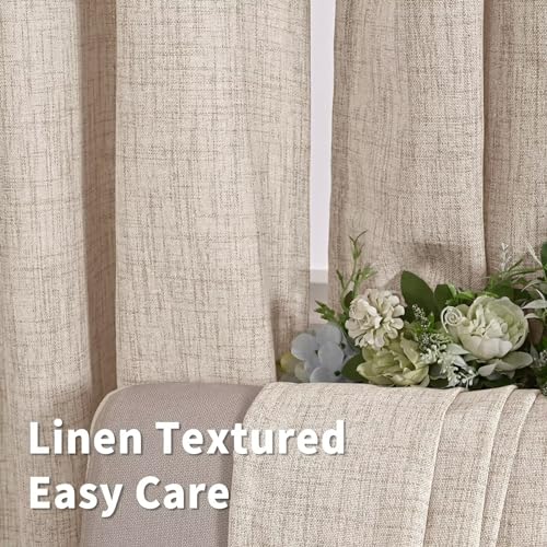 Bgment 048NATURAL5263 Linen Curtains 63 Inches Length 2 Panels For Window, Rod Pocket Back Tab Light Filtering Textured Drapes For Living Room Bedroom Nursery Office Bathroom thumb #6