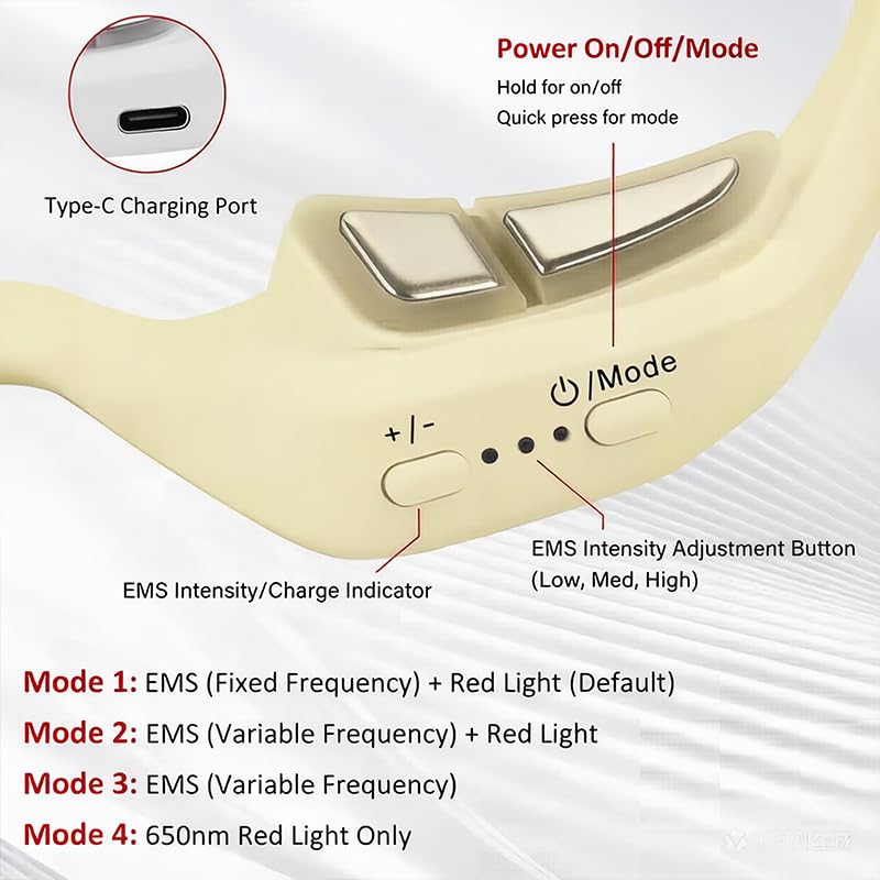 Gafas de Terapia de Luz Roja para Ojos, Masajeador Ocular con 3 Niveles de Microcorriente EMS, Para Disminuir las Líneas de Expresión y Ojeras, Aliviar la Fatiga Ocular