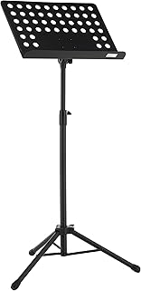 GEWA Orchesternotenpult - Metall - zusammenlegbar - Platte gelocht und abnehmbar - ABS und Prismenverbindung - Höhe 67-120 cm - Gewicht 3,8 kg - schwarz