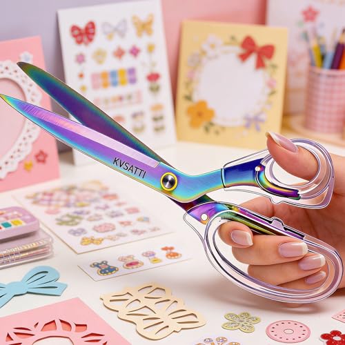 9\"Office Scissors for Desk,Craft Scissors,Sharp Titanium Coated Stainless Steel Blades, for Art School Supplies and Daily Family Use/Colour - Thumbnail 7