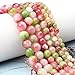Siomia 35pcs 10mm Natural Watermelon Tourmaline Gemstone Beads Energy Healing Crystal Round Loose Stone Beads for Jewelry Making, DIY Bracelets Necklaces