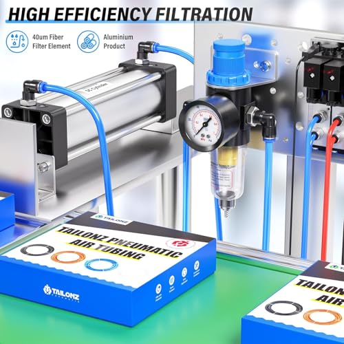 TAILONZ PNEUMATIC 1/4 Zoll BSP AFR2000 Luftfilter-Druckregler-Kit(0 bis 1 MPA)5 Micron Messing-Element Druckluftwerkzeug-Kompressor-Filter mit Manometer