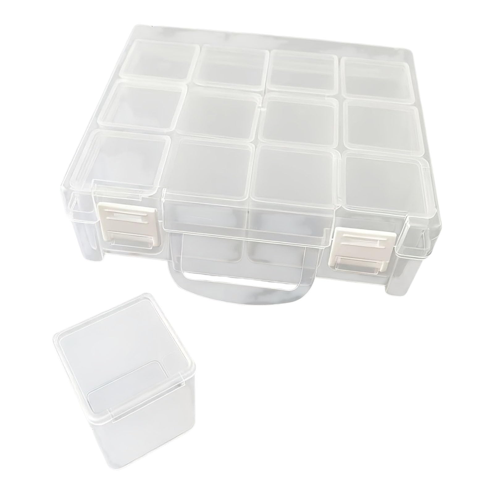 Kaeltsyn 12 Compartment Clear Bead Holder Box Multifunctional Bead Organiser Container for Kids Adults Art Craft Project Clear Sphere Container