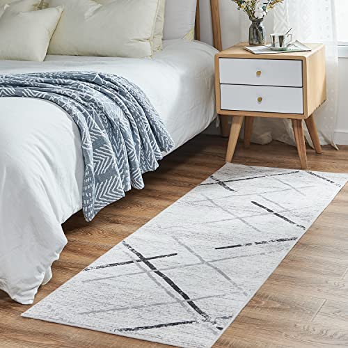 Collact Runner Rug 2X6 Entryway Rug Moroccan Rug Black Grey Thin Rug Modern Geometric Accent Rug Soft Rug Indoor Door Mat Non Slip Gray Carpet Kitchen Living Room Bedroom Dining Room #TOP6
