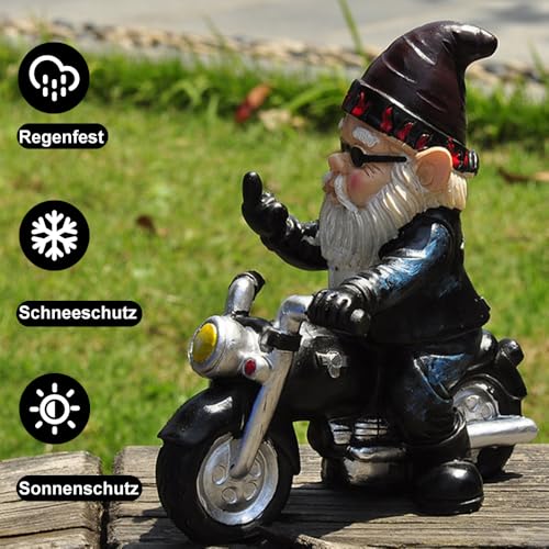 Gartenzwerg Motorrad Zwerge, Gartendekoration, Gartenfiguren Deko,für Rasen, Hof, Balkon, Veranda, Terrasse, Zuhause, Gartendekoration – Bild 4