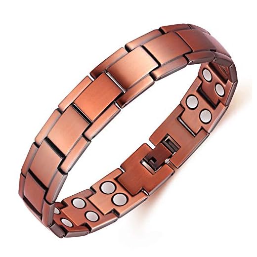 Saifei Copper Bracelet For Men Double Row Magnetic Therapy Bracelets Pain Relief For Arthritis And Tennis Elbow 8.5 Inch Adjustable 99.9% Copper 3500 Gauss Magnet Bracelets