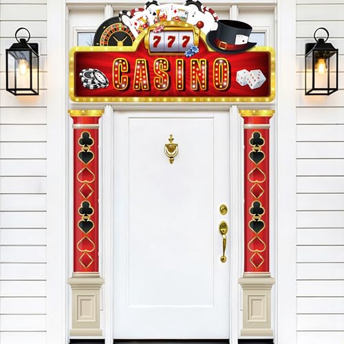 3PCS Casino Party Banners,Casino Theme Banner Backdrop Party Decorations