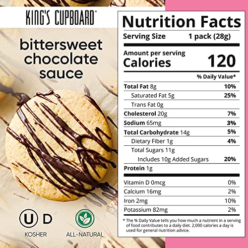 King's Cupboard Bittersweet Chocolate Sauce - The Perfect Hot Fudge Sauce For Topping Ice Cream & Desserts, Chocolate Coffee Drizzle, Baking, Fondue, Gluten-Free, Kosher, All Natural 10 Oz #TOP1