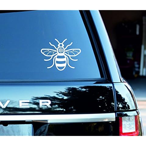 White Manchester Bee Vinyl Decal Sticker Car, Van, Laptop Proud to be Mancunian (1) Cover
