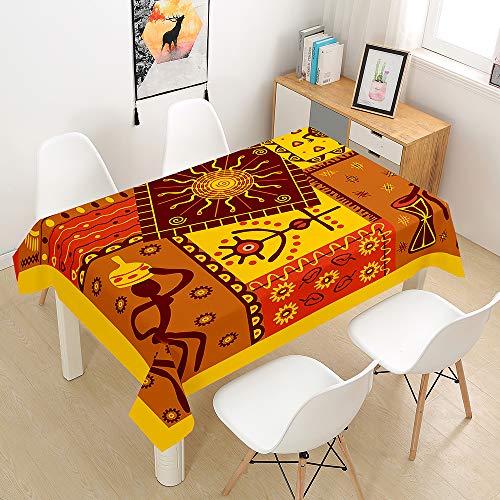 Hearda Nappe de Table Anti Tache Impermeable, Nappe de Cuisine Rectangulaire Motif Art Tribal 3D, Nappe Table Rectangle Extérieur pour Fête de Mariage, Salle...