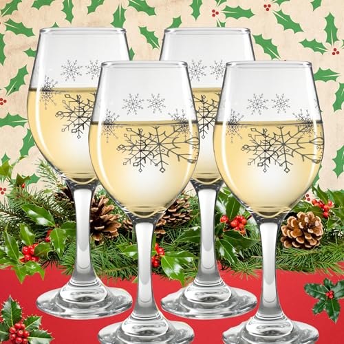 Copas de vino navideñas de diseño plateado para mesa festiva 8