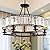 yomay Vintage Crystal Chandelier Black 6 Lights Hanging Ceiling Light Fixture Iron Frame Pendant Lighting for Farmhouse Decoration Dining Table Living Room