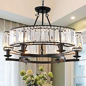 Vintage Crystal Chandelier Black 6 Lights Hanging Ceiling Light Fixture Iron Frame Pendant Lighting for Farmhouse Decoration Dining Table Living Room Vintage Crystal Chandelier Black 6 Lights Hanging Ceiling Light Fixture Iron Frame Pendant Lighting for Farmhouse Decoration Dining Table Living Room