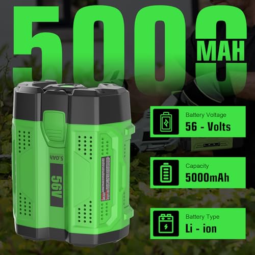 2Packs 5000mAh Replacement for EGO Battery 56V Compatible with EGO 56 Volt Lithium Battery Power+ Tools BA2800 BA4200 BA4200T CS1604 CS1804 CS1403 HT2400 LB6504 LB5804 LB6500 LB4800 PH1400 (Green) by OHYES BAT - Image 2