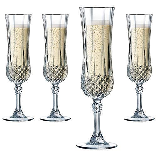 Image of Italian Style Classic White or Red Wine Glasses 180 ml Premium Crystal Clear Diamond Cut Glass | Perfect for Cocktail, Brandy, Mocktail, Champagne Set of (Long Big cry.$, 6)