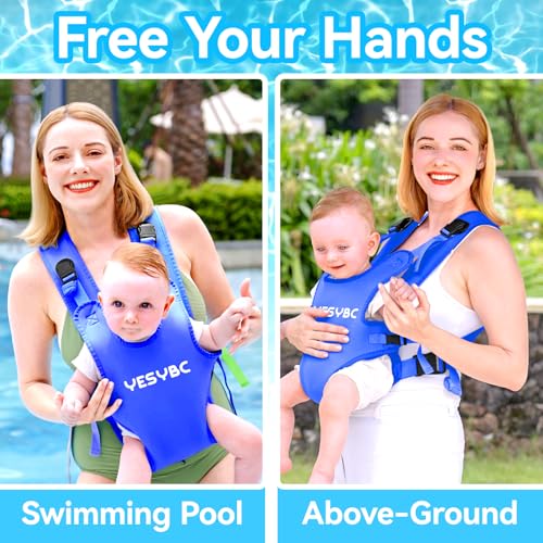 Image of Baby Carrier, Dual-Use Adjustable Baby Sling Support Infant Chest Holder with Drawstring Backpack for Newborn to Toddler 13-33 lbs Swimming Pool Beach Land (Dark Blue)