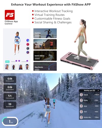 REKA Fitness Motorised Home Treadmill Walking Pad 2.25HP Under Desk Treadmill Adjustable Speed Remote Control Interactive APP Smart workouts Real-time Stats and Interactive Fitness (Pink) - Image 7
