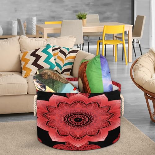 Grands paniers de rangement de décoration d'intérieur rouge mandala - 7