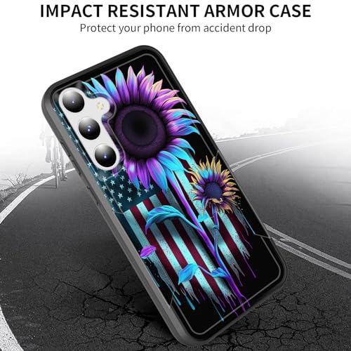 JHYYTUJTYP for Galaxy A55 5G/A35 5G Case,[Military Grade Drop Tested] Heavy-Duty Tough Rugged Shockproof Protective Case for Samsung Galaxy A55 5G/A35 5G 6.6 Inch,American Flag Sunflower - image 3